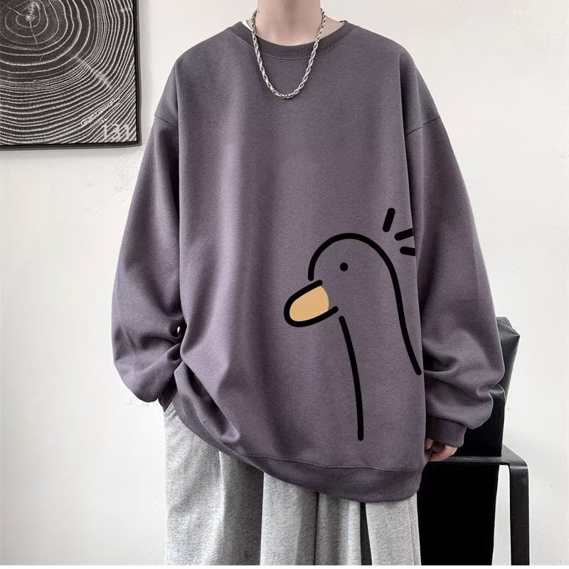Áo sweater nam bigsize có size lớn M-8XL Áo Nỉ Tay Dài Dáng Rộng In Họa Tiết Chú Vịt Vui Nhộn Phong Cách vintage Mỹ Thời Trang Cho Nam Và Nữ
