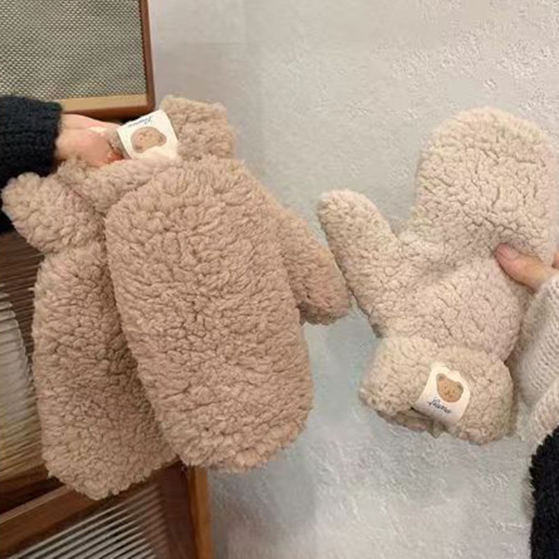 Đôi Găng Tay / Găng Tay Lông Cừu Ấm Áp Dễ Thương Cho Nữ