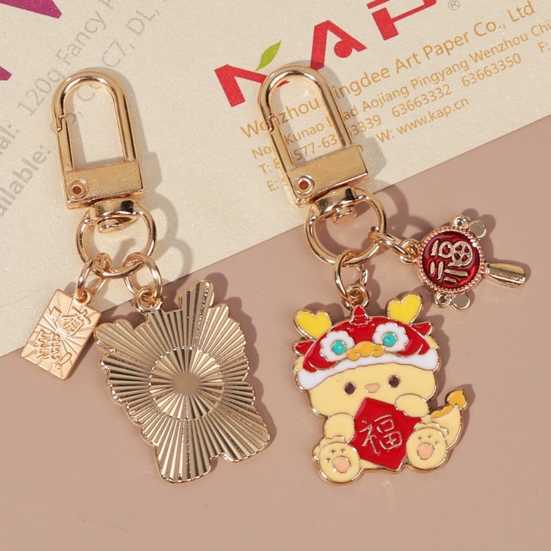 Móc Khóa Hình Rồng / Năm Mới May Mắn Bằng Hợp Kim Phong Cách retro