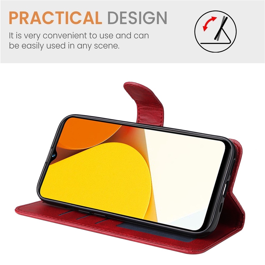 Cho Vivo Y16 Y36 Y35 Y27 Y17s Y78 Y02s Y22s Y02t V25 V25e Y02 Bao Da Điện Thoại Kiểu Ví Gập Nam Châm Có Ngăn Thẻ