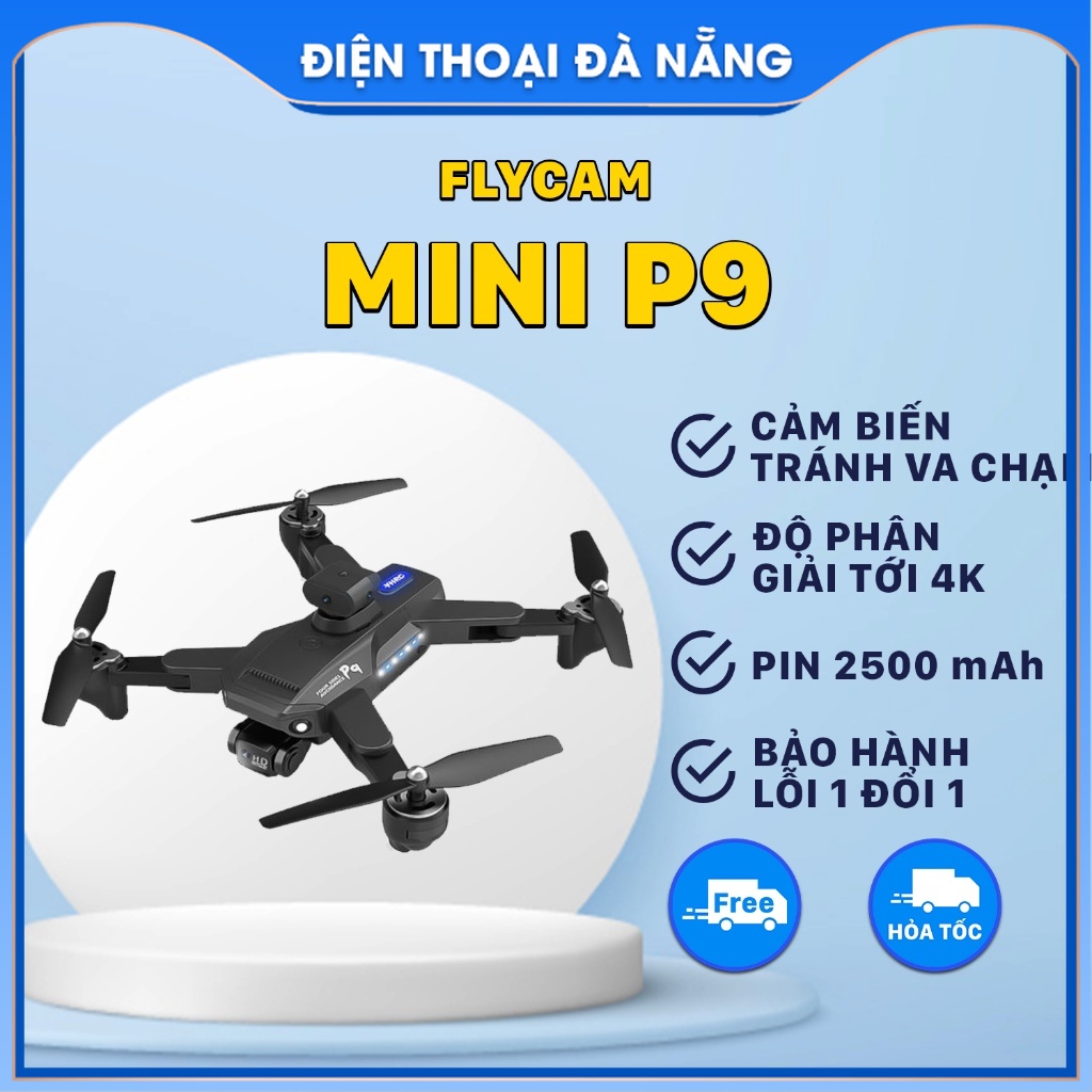 Flycam Mini DRONE P9 (Bảo Hành  Lỗi 1 Đổi 1) - Cảm Biến Tránh Và Chạm