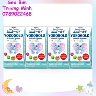 Lốc 4 hộp Sữa bột pha sẵn Vinamilk Yoko 110ml sữa mát vị nhạt thanh, dễ tiêu hóa