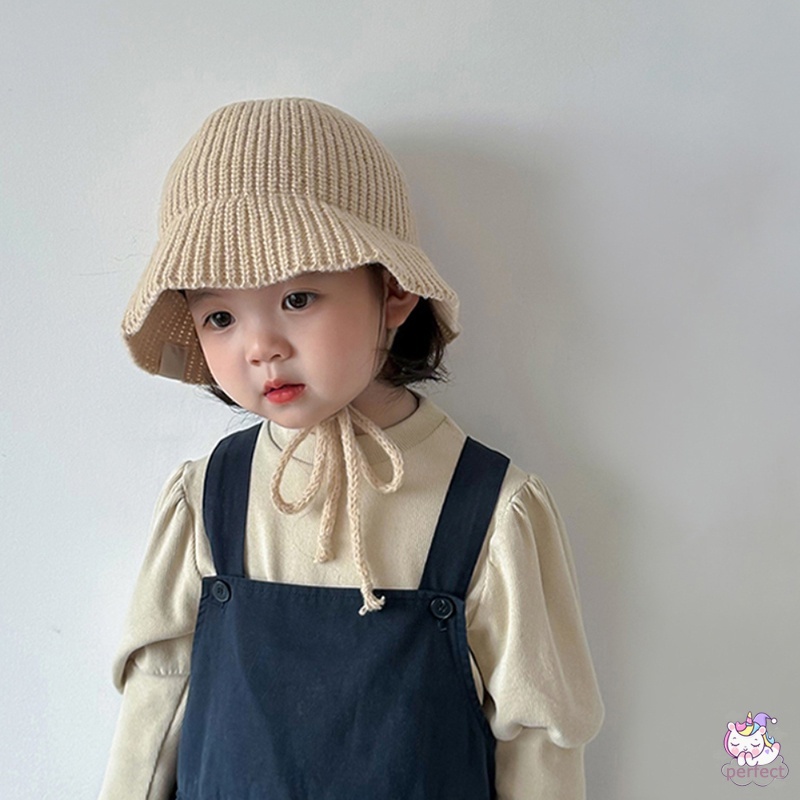Mũ Len cotton Buộc Dây Ấm Áp Cho Bé