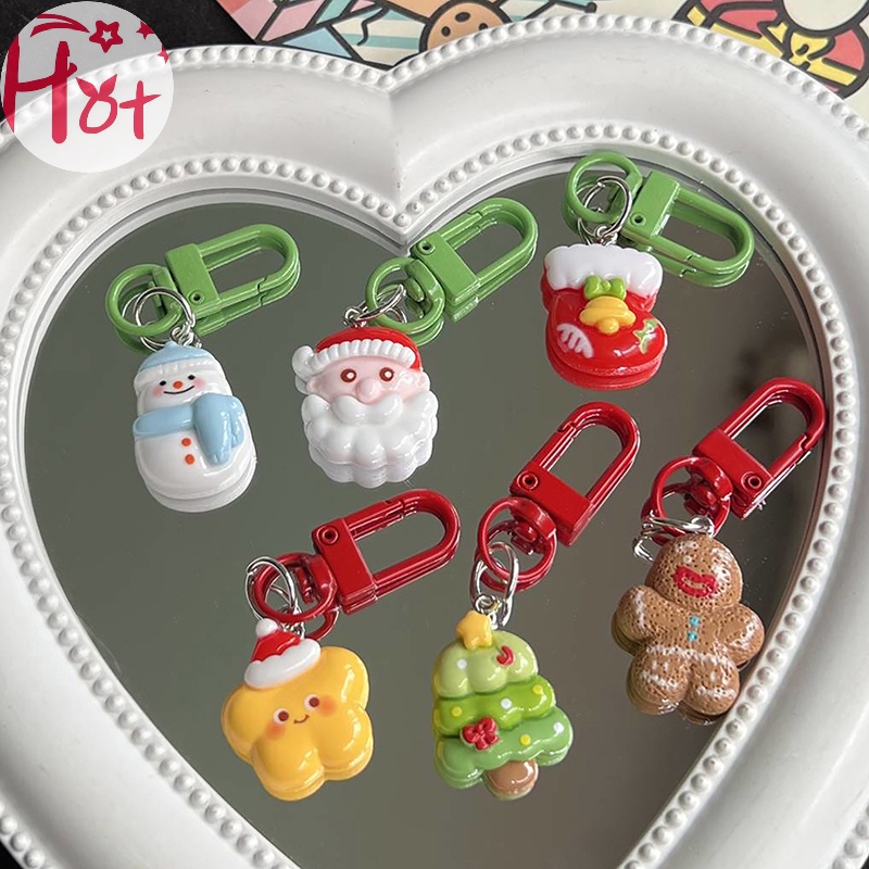 Jr Móc Khóa Hình Búp Bê Gừng / Ông Già Noel / Người Tuyết Hoạt Hình Dễ Thương Trang Trí Cây Thông Giáng Sinh vn