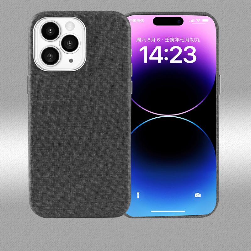Phù Hợp Bao Da Điện Thoại Nắp Gập Từ Tính Phối Vải Cho iphone 15pro 14pro 13