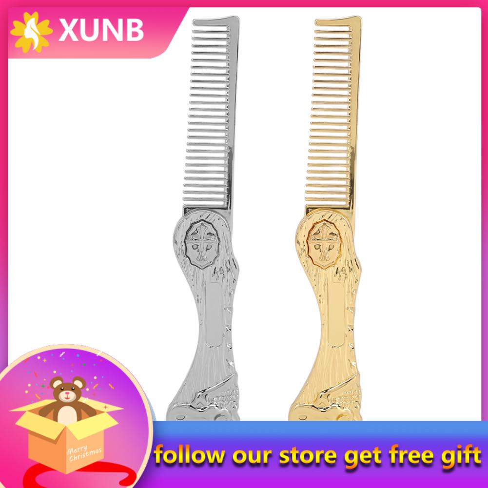 Xunb Foldable Hairstyling Brush Zinc Alloy Prevent Static Pocket Oil Hair Comb Folding Hairdressing