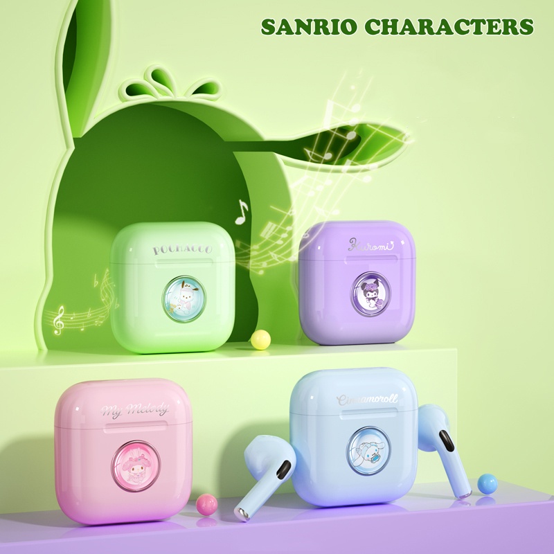 Sanrio Tai Nghe Chụp Tai bluetooth Không Dây Họa Tiết Hoạt Hình my melody kuromi cinnamoroll pochacco Dễ Thương Kèm mic