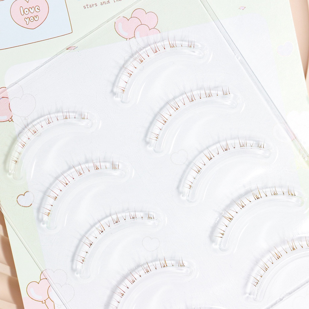 Dream deer Lông Mi Giả Ngắn Màu Nâu w-33 Tự Nhiên Phong Cách Một Mảnh Ghép Hình Vẽ Tay Cho Nữ