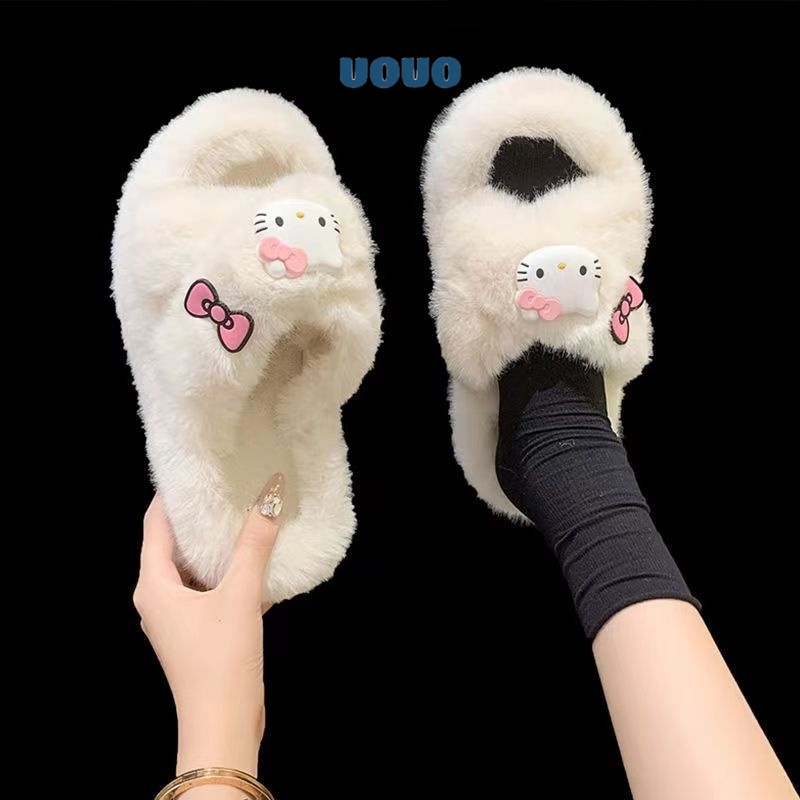 UOUO Dép lông nữ đế cao loại đẹp lông mềm mã mới năm 2023 FDL23B04H3 44Z231104