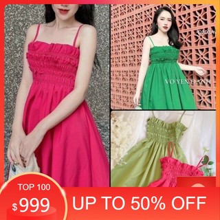 VÁY 2 DÂY CHUN NGỰC DÁNG XOÈ ULZZANG CỘT DÂY