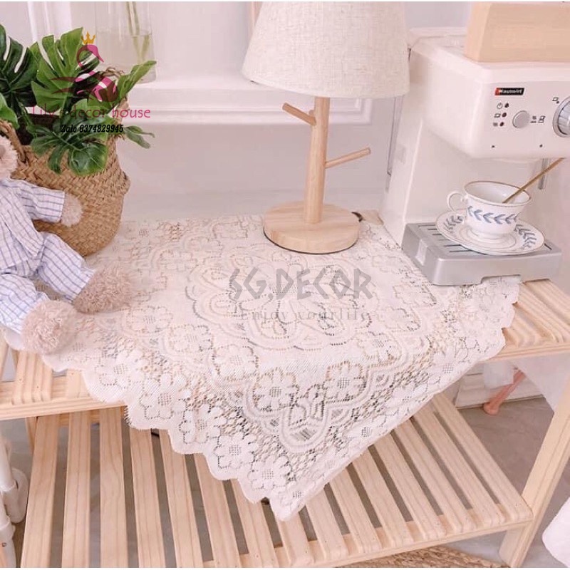 Khăn Trải Bàn Ren Rỗng Nhỏ Trong Phong Cách Hàn Quốc đơn Giản Bàn Cà Phê Bàn ​​tròn Khăn Trải Bàn Hình Chữ Nhật SG DECOR
