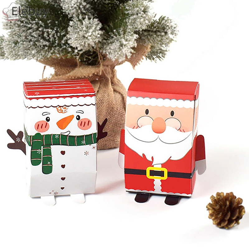 Set 10 Hộp Đựng Bánh Kẹo Hình Ông Già Noel 3d diy Trang Trí Nhà Cửa Dịp Giáng Sinh Năm Mới
