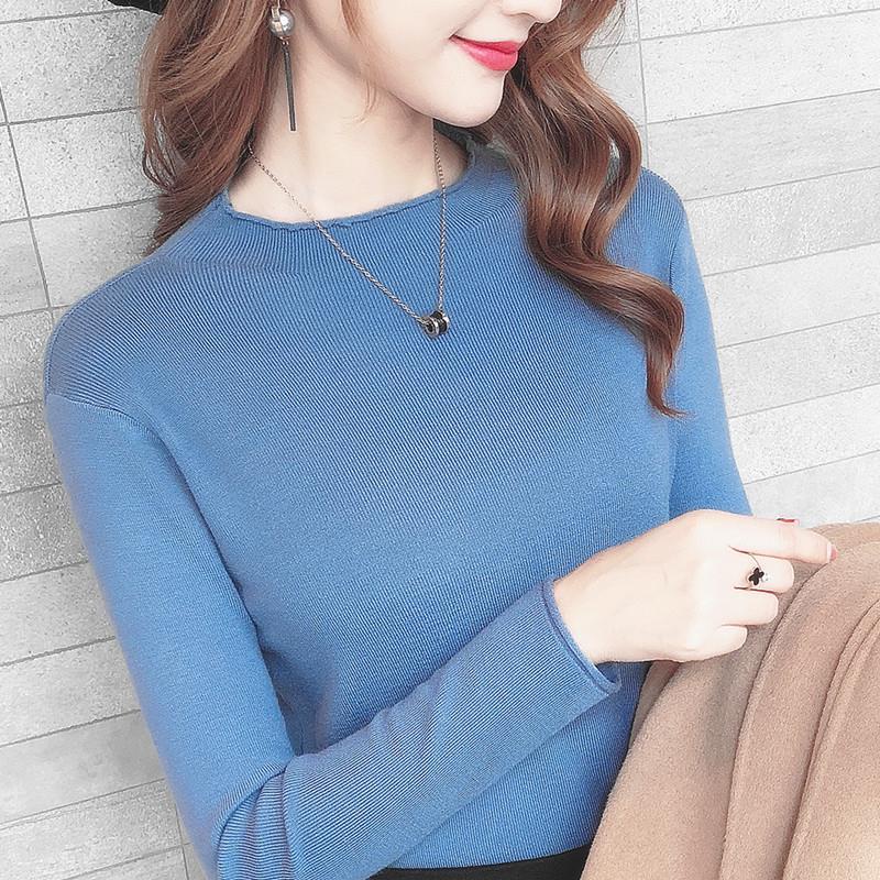 Áo sweater Tay Dài Dáng Ôm Lõi Sợi Bơ Màu Xanh Lá Mùa Thu Phong Cách Mới Dành Cho Bạn Nữ