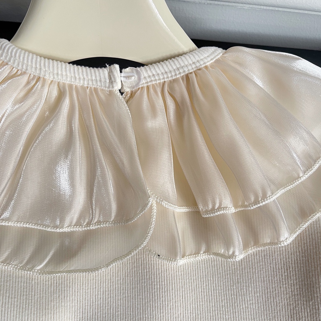 ÁO THUN DÀI TAY CỔ VIỀN BÈO BẮT SÁNG 2 LỚP XINH XẮN CHO BÉ- HÀNG QCCC