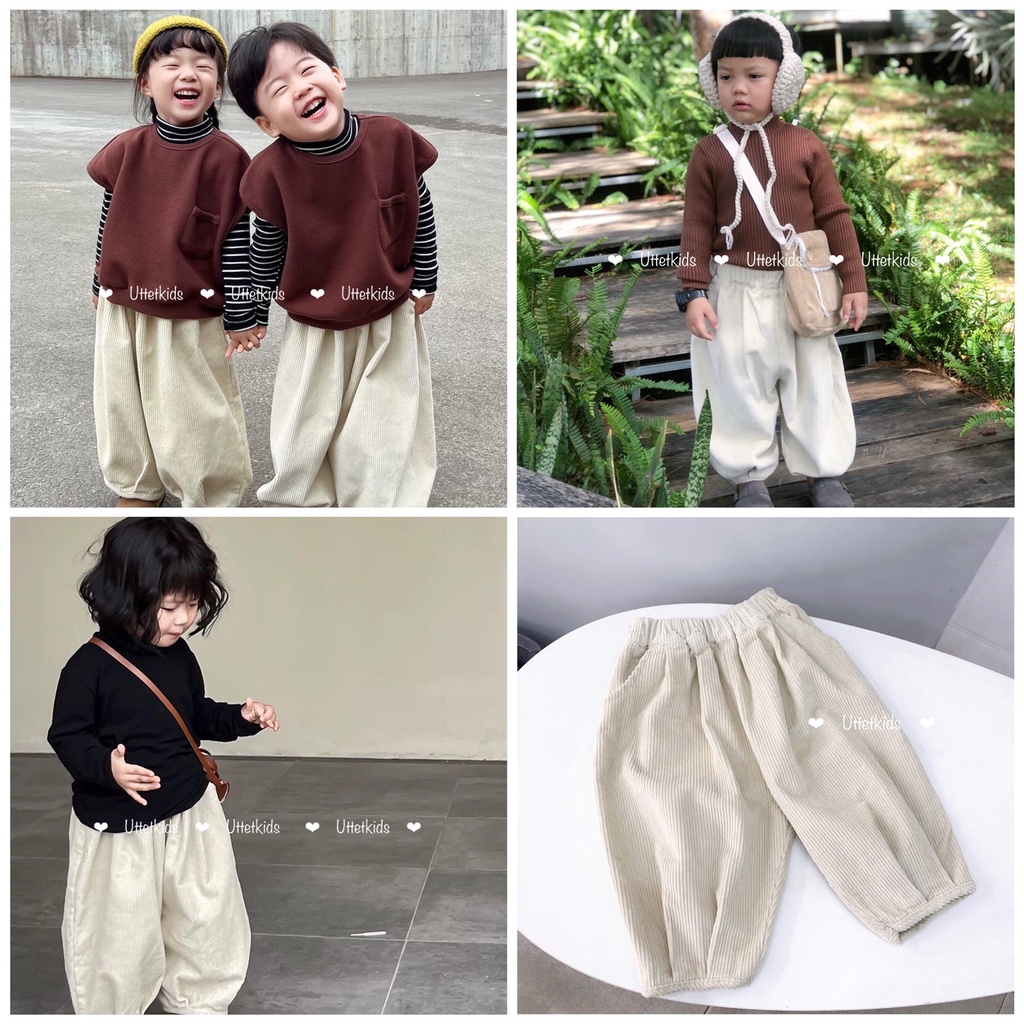 QUẦN NHUNG PHONG CÁCH HÀN QUỐC FORM THỤNG DÀNH CHO BÉ GÁI VÀ BÉ TRAI