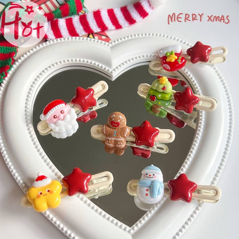 Jr 1 Kẹp Tóc Hình Ngôi Sao / Ông Già Noel / Người Tuyết Dễ Thương vn