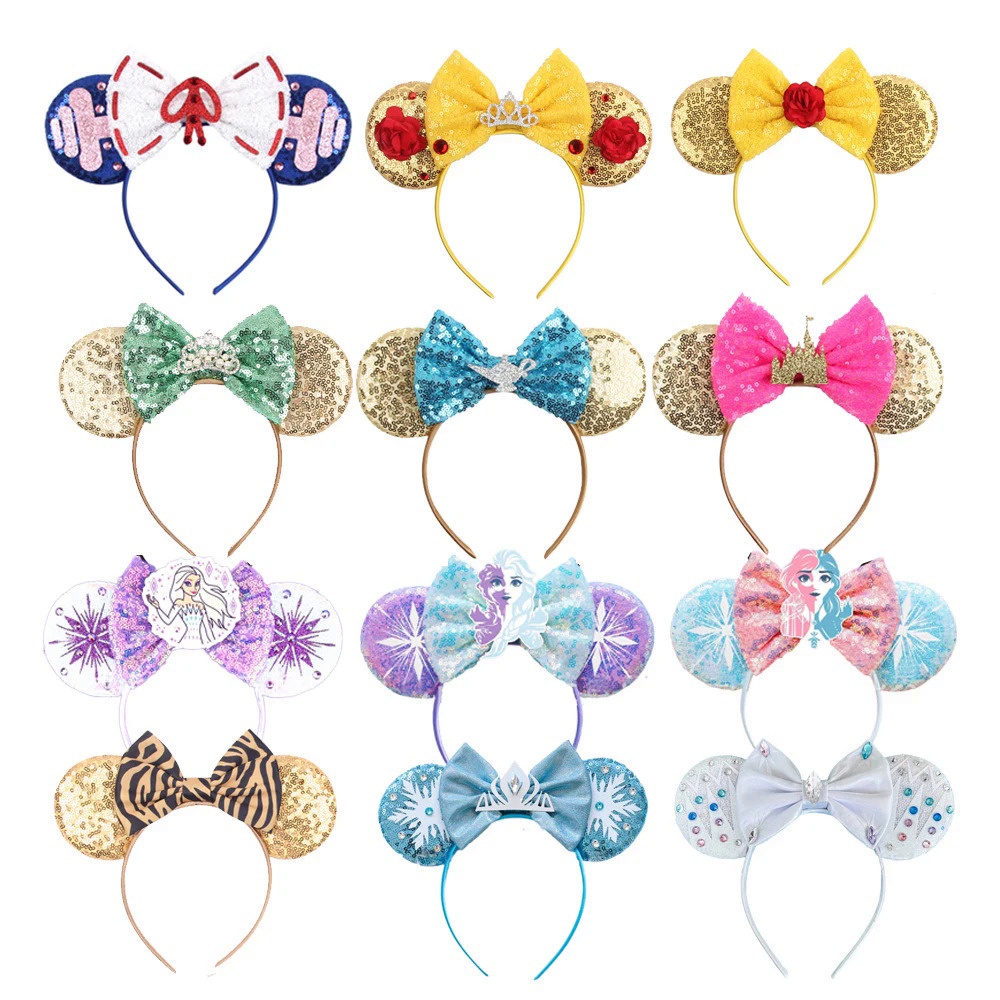 Băng Đô Cài Tóc Hình Tai Chuột mickey Đính Kim Sa Lấp Lánh Thời Trang 2023