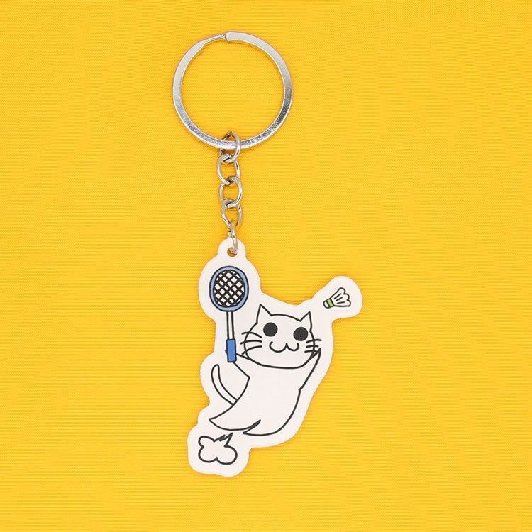 Móc khóa cầu lông hình mèo con chơi cầu cưc kì dễ thương , siêu cute