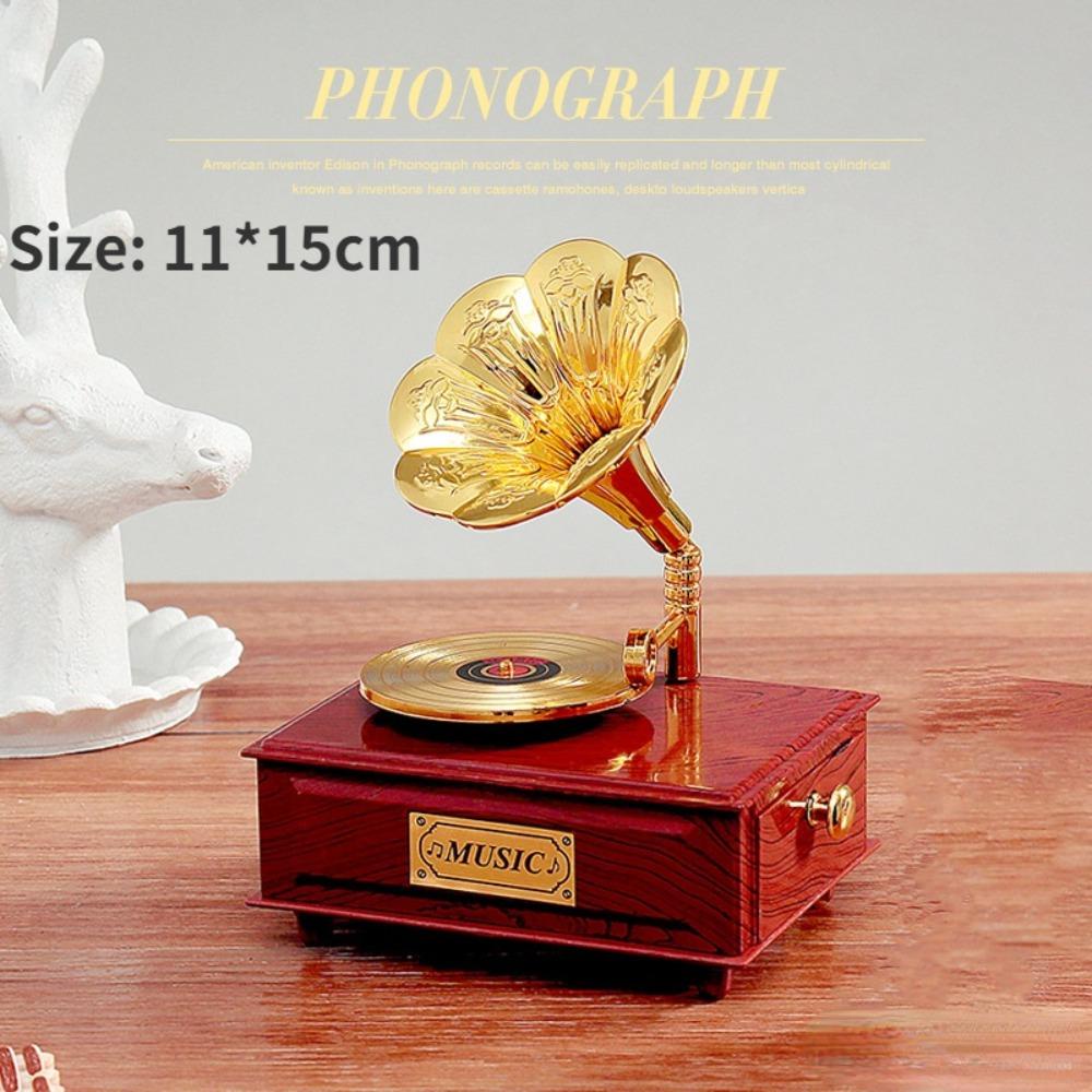 Mmluck gramophone Mô Hình Hộp Nhạc Hình Máy Hát Đĩa Than Cổ Điển Châu Âu