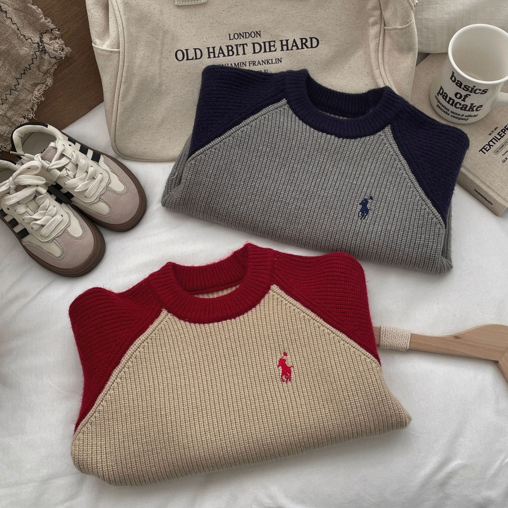 Áo sweater Dệt Kim Dày Dặn Cổ Tròn Màu Khối Phong Cách Hàn Quốc Thời Trang Thu Đông Mới 2023 Dành Cho Bé Trai Và Bé Gái