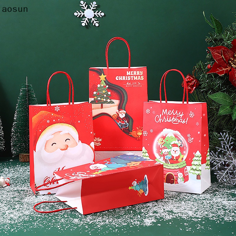 Aosun Túi Giấy kraft Đựng Quà Giáng Sinh Hình Ông Già Noel Tuần Lộc Dễ Thương
