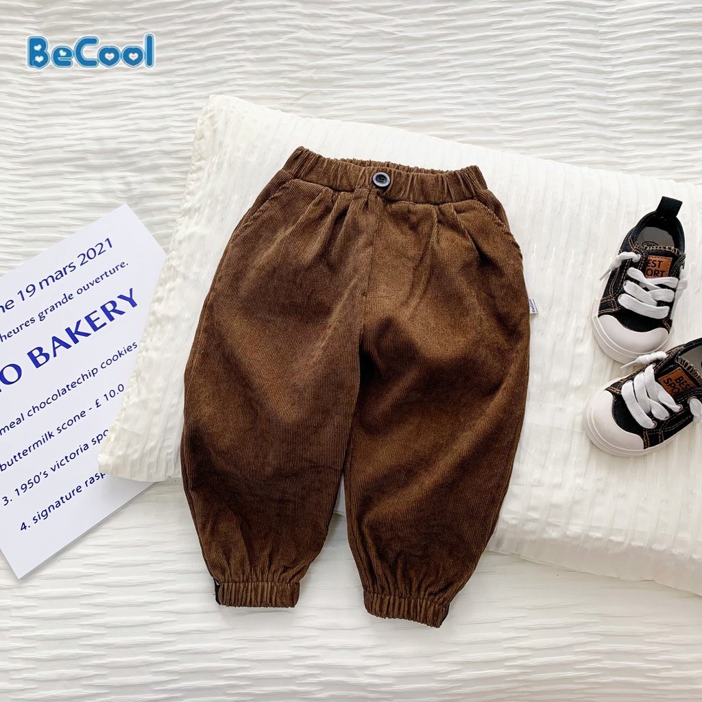 Quần Dài Nhung Chữ R Cho Bé Chất Nhung Tăm Cao Cấp BeCool, Quần Dài Thu Đông Cho Bé Từ 10-27kg