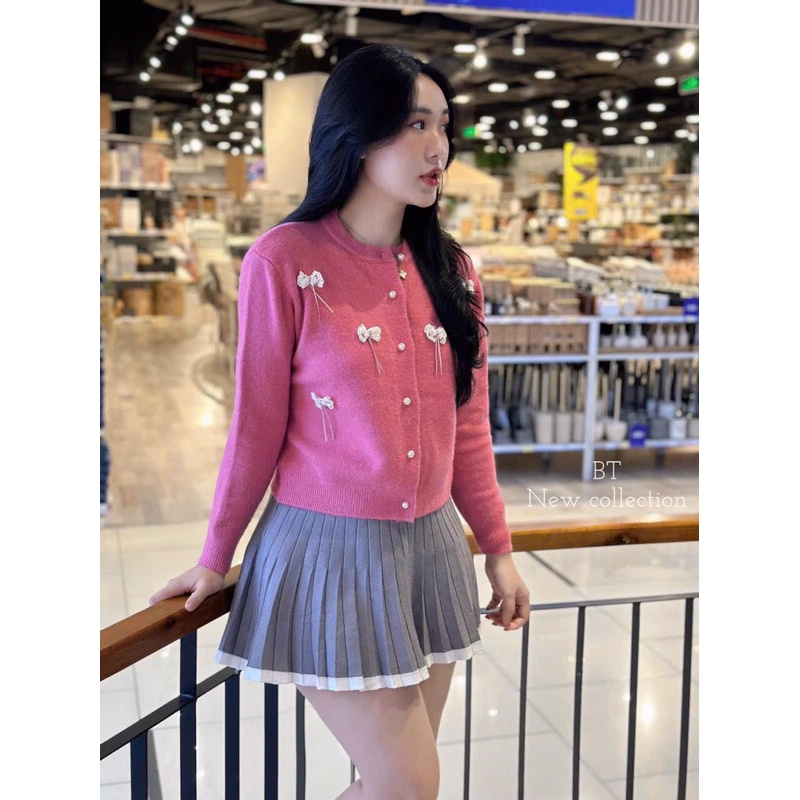 Áo candigan len nơ