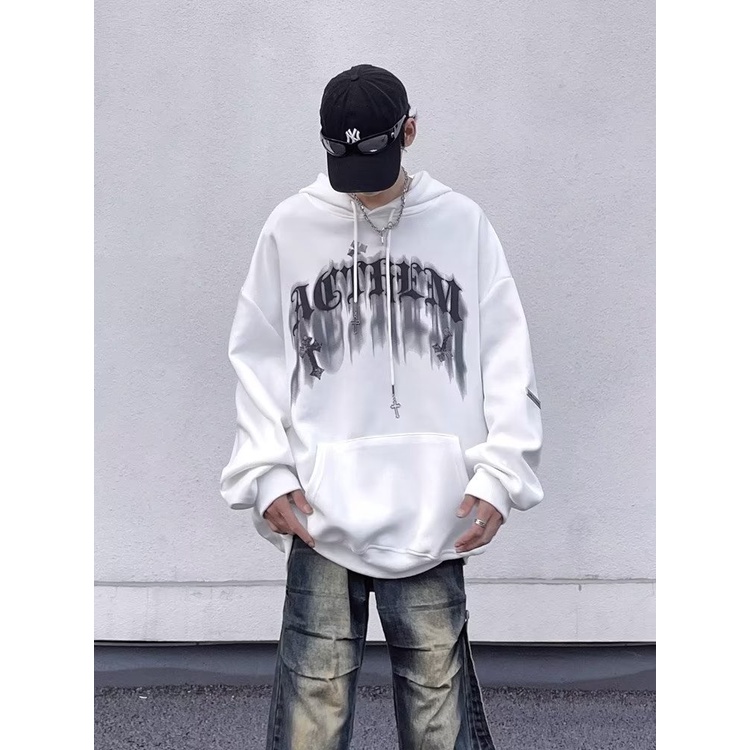 Áo Khoác Hoodie Dáng Rộng Phong Cách Hip Hop Đường Phố Cá Tính Cho Nam