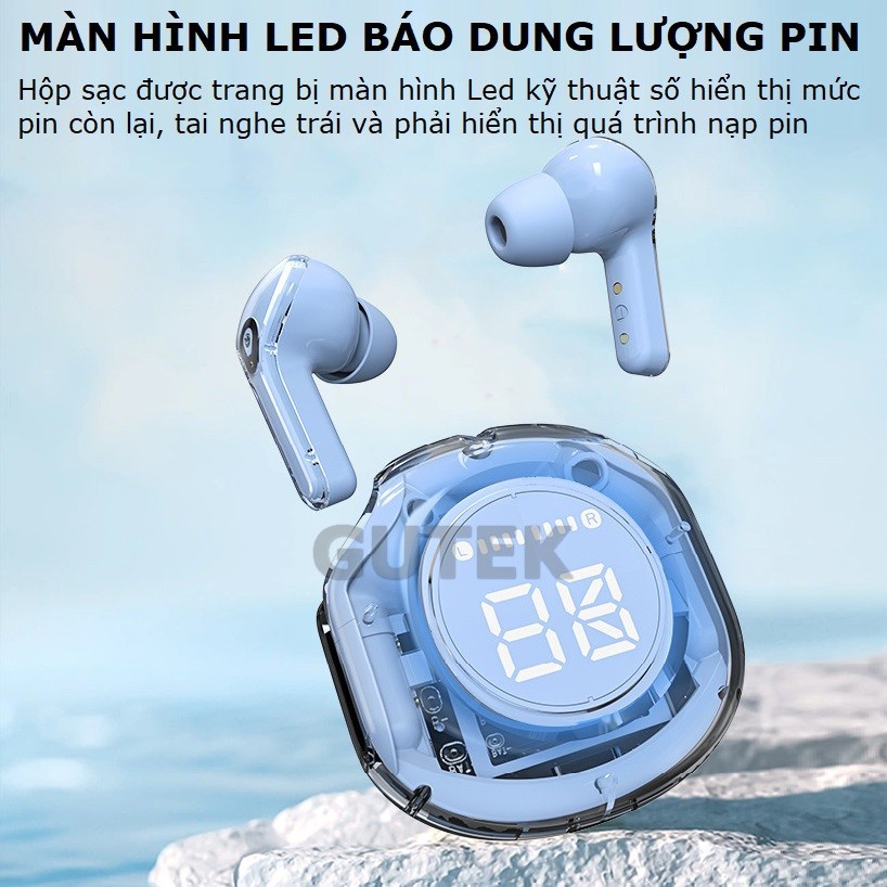 Tai Nghe Bluetooth Không Dây Ultrapods Pro v5.3 Chạm Cảm Ứng Vỏ Trong Suốt Âm Thanh Hifi Có Mic Đàm Thoại Linkeetech