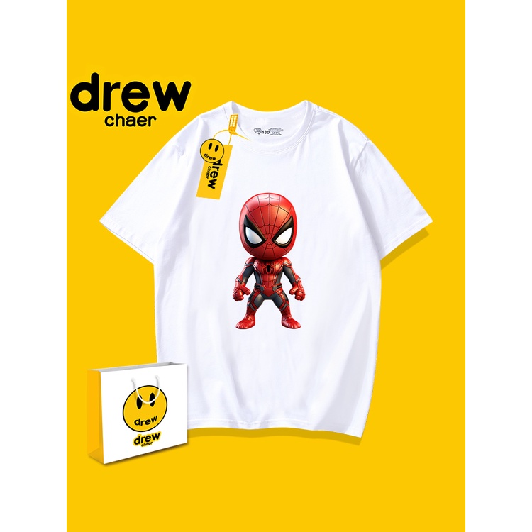 Áo Thun cotton Ngắn Tay In Hình Người Nhện marvel Thời Trang Mùa Hè