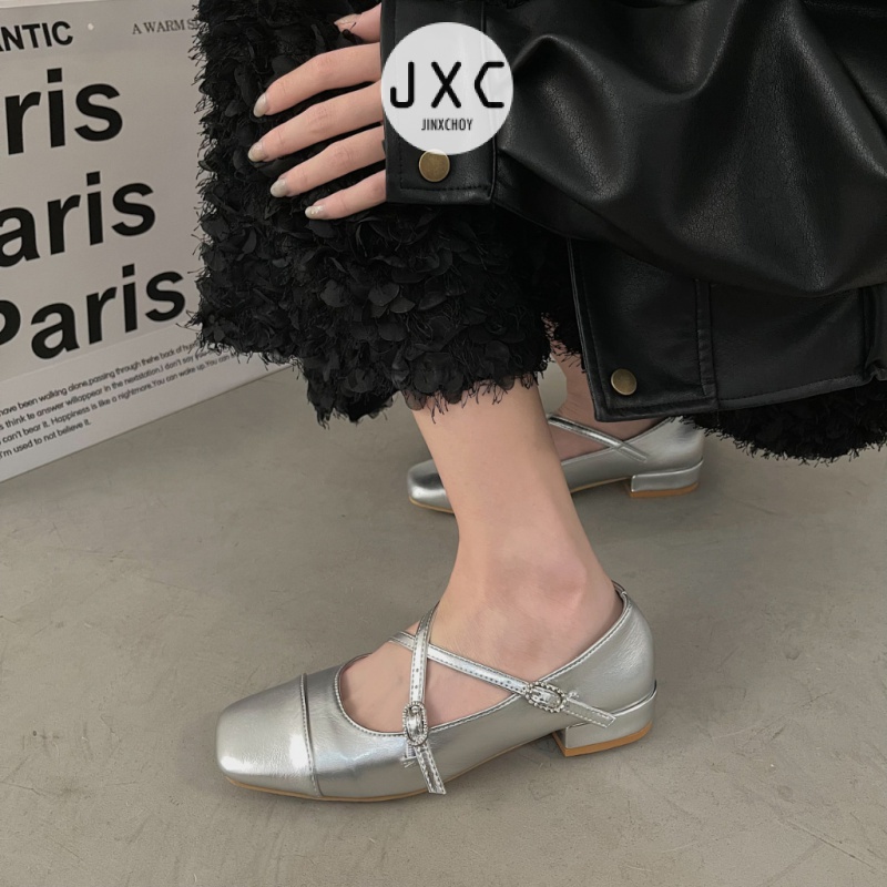 Giày Cao Gót Mũi Vuông Bằng Da Thời Trang Hàn Quốc Chất Lượng Cao