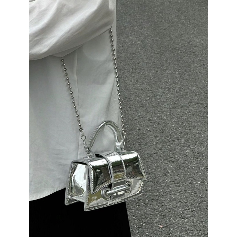 IELGY Túi Xách Đeo Vai Hình Vuông Cỡ Nhỏ Đính Hạt Bạc Thời Trang Cao Cấp Cho Nữ