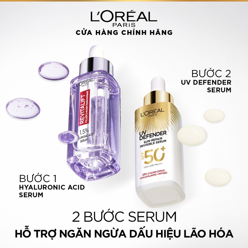 SERUM CHỐNG NẮNG PHỔ RỘNG MỎNG NHẸ, BẢO VỆ & CẢI THIỆN LÀN DA L'OREAL PARIS UV DEFENDER SUN- REPAIR INVISIBLE SERUM 30ml