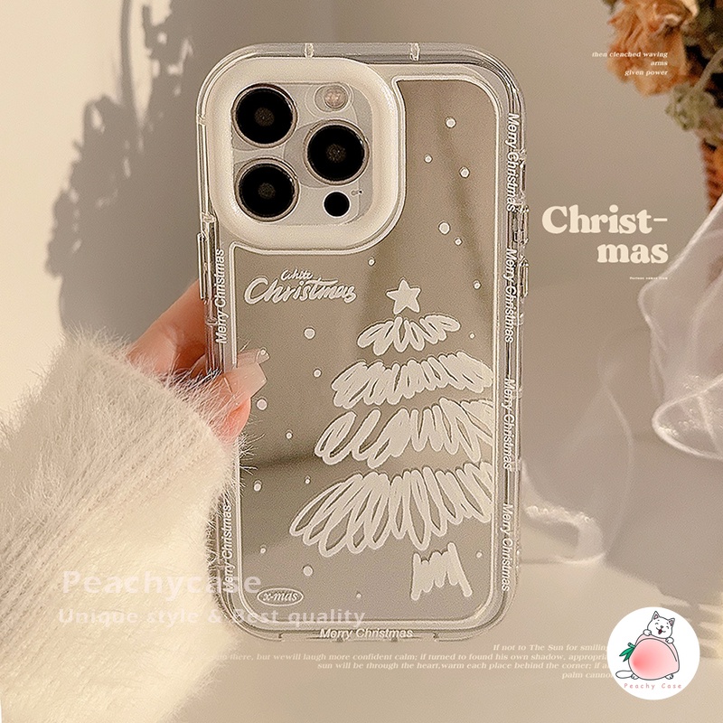 Ốp Điện Thoại Tpu Gắn Gương Trang Điểm Hình Cây Thông Giáng Sinh Cho iphone 15 plus 14 13 12 11 pro max xr xs x