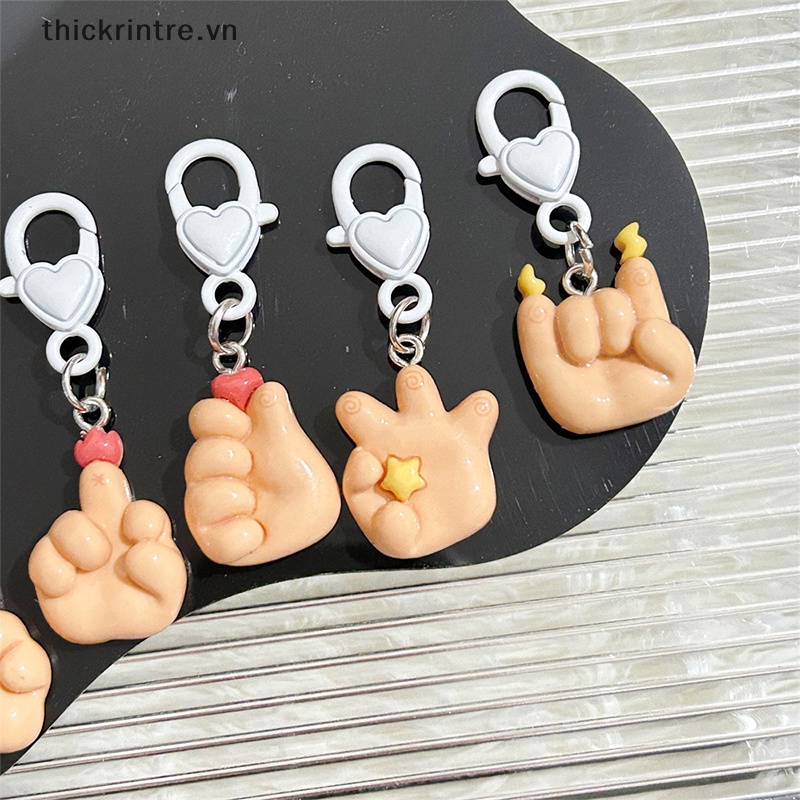 Móc Chìa Khóa Xe Hơi / Túi Xách Bằng Nhựa resin Họa Tiết Hoạt Hình gesture Dễ Thương Sáng Tạo Thích Hợp Làm Quà Tặng Cho Bé vn
