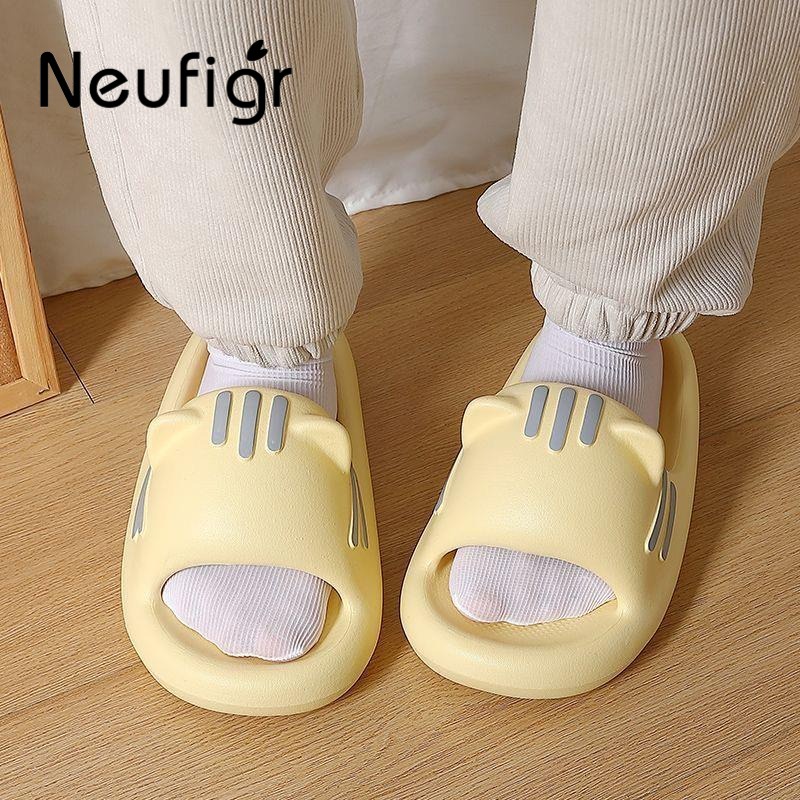 Dép Đi Trong Nhà Đế Dày Chống Trượt In Hình Mèo Dễ Thương Cho Cặp Đôi