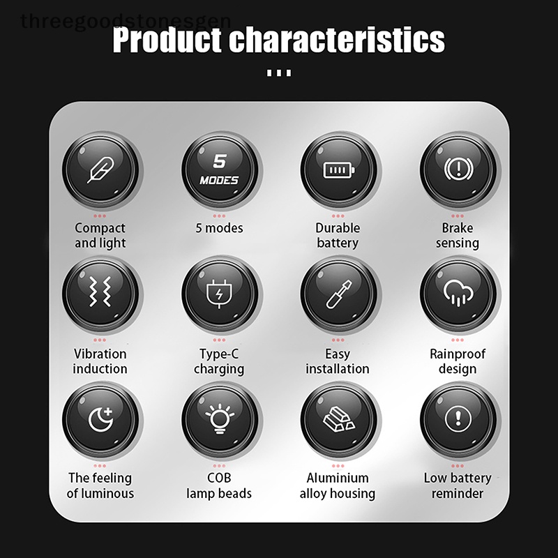 Đèn Hậu Cảm Biến Thông Minh Màu Đỏ Sáng Loại c Chống Thấm Nước ip65 Cho Xe Đạp tss