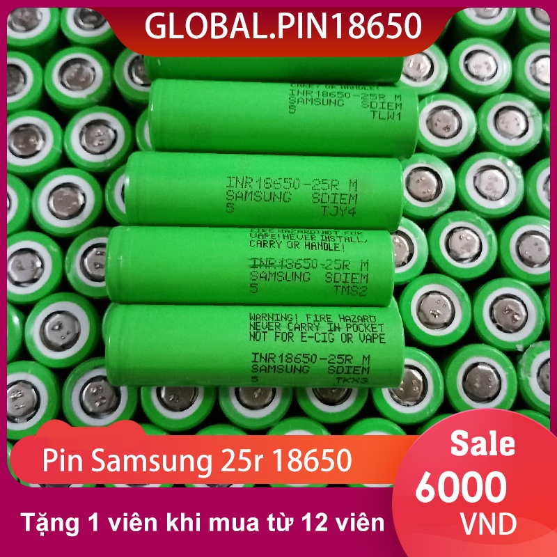 Pin 18650 Samsung 25R - 2700mAh 3.7v xả 25A [ Chất Lượng ]