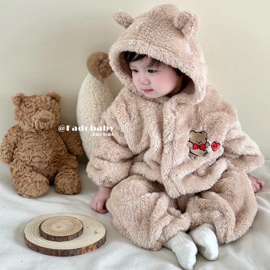 Áo Liền Quần Tay Dài In Hình Khủng long Dễ Thương Thời Trang Thu Đông Cho Bé Trai Và Gái 0-2 Tuổi