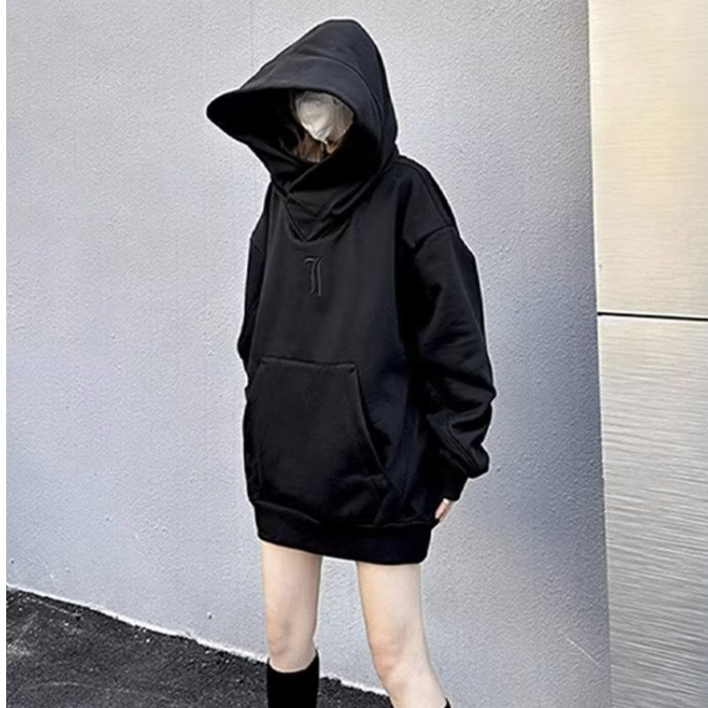 Đen Áo Khoác Hoodie Cổ Lọ Thời Trang Xuân Thu Cho Nam