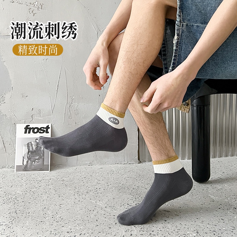 Vớ Thể Thao Bằng cotton Nguyên Chất Mỏng Thêu Chữ Thời Trang Mùa Thu Dễ Phối Đồ Thoáng Khí Cho Nam