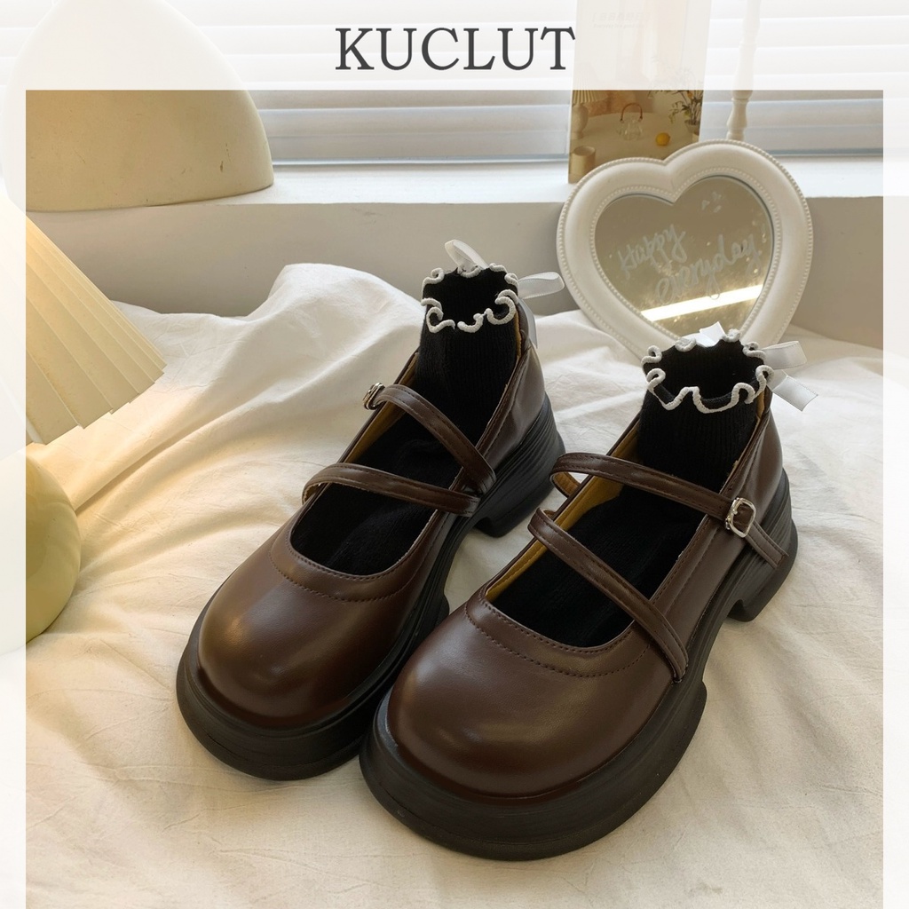 KUCLUT giày búp bê đế cao lolita giày Mary Jane Đế da mềm đế thời trang Độ bền cao Tiện dụng Phù hợp Đa dạng FLF23B0YQ6 48Z231130