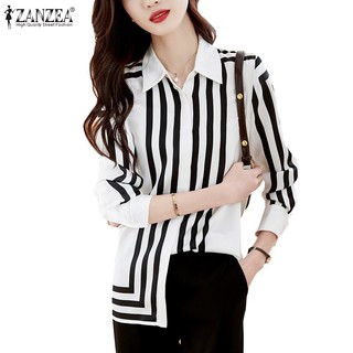 Zanzea áo sơ mi nữ dài tay cổ bẻ thời trang hàn