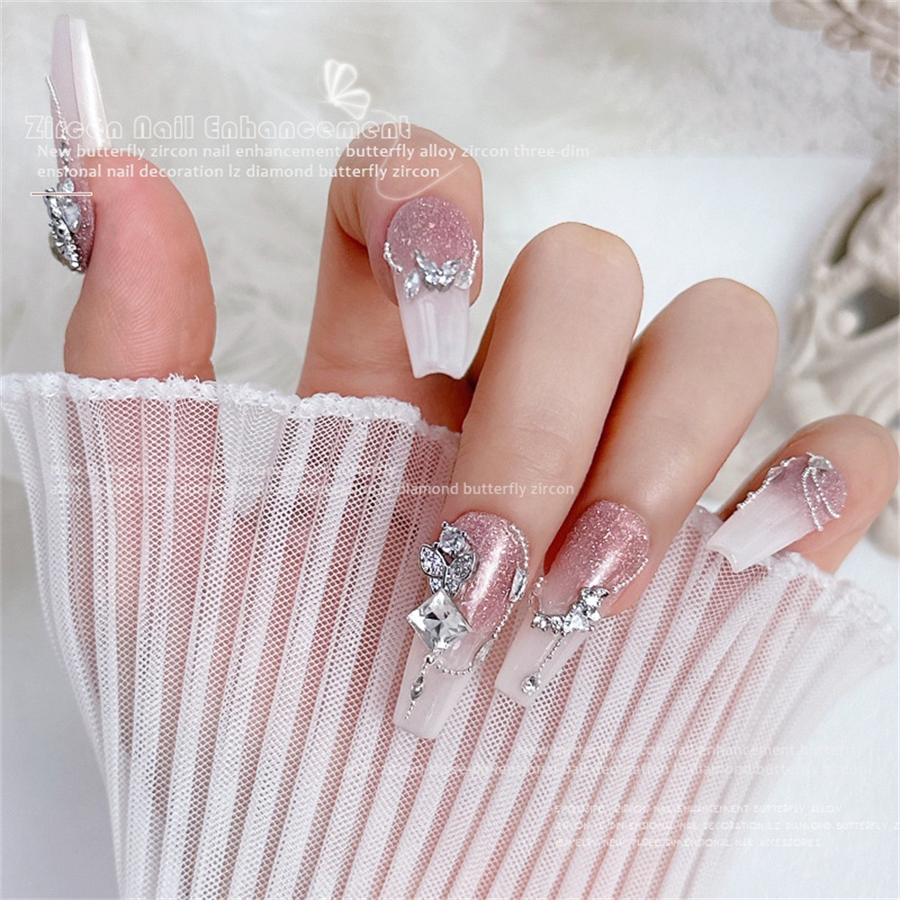 1 Cái/bộ Bướm Zircon Làm Móng Tay Trang Sức 3D Zircon Quyến Rũ Cổ Tích Vàng/Bạc Kim Cương Rỗng Móng Tay DIY Làm Móng Tay Trang Trí * KÍNH