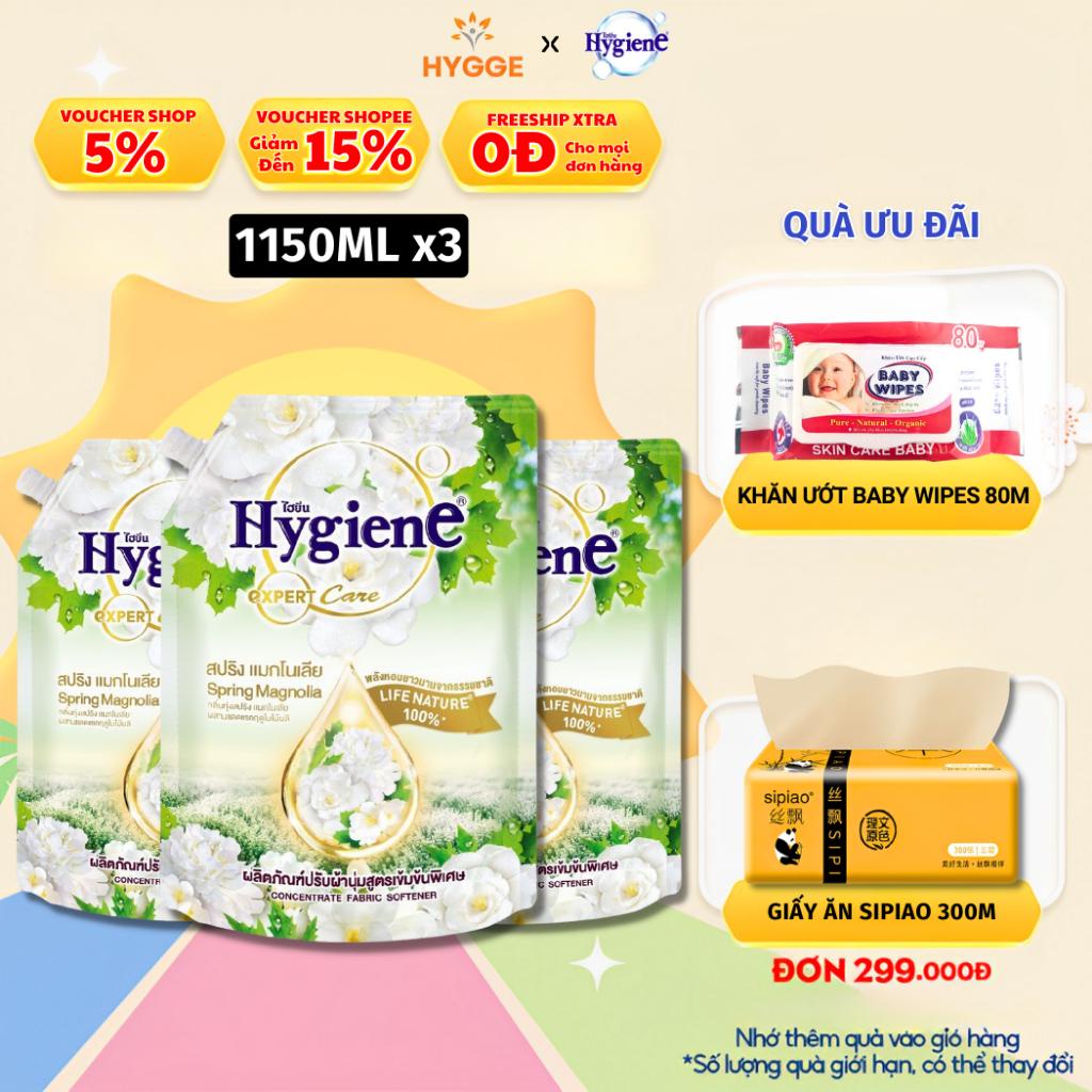 Combo 3 Nước Xả Vải Hygiene Thái Lan Giặt Xả Quần Áo Spring Magnolia Life Nature [Trắng] 1150ml