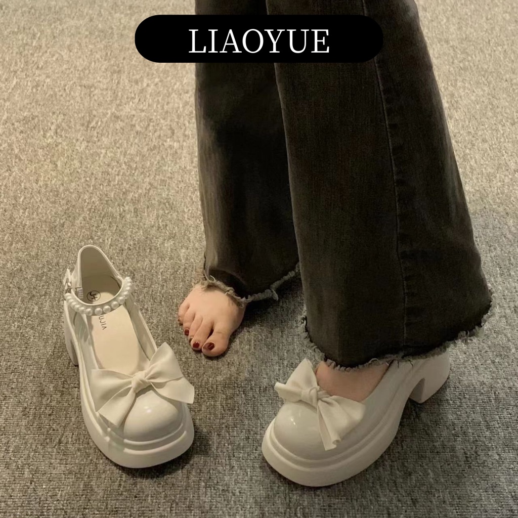 LIAOYUE giày cao gót nữ giày nữ lolita giày Giày búp bê gót đại đính tinh thể B22G024 34Z230821