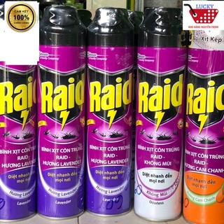 Chai Xịt muỗi Raid 600ml hương chanh/ không mùi/ lavender
