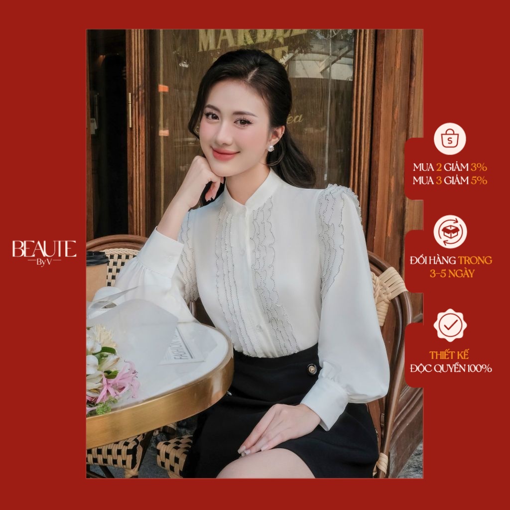 BEAUTEBYV - Áo sơmi nữ phối bèo tầng Namie