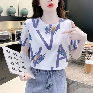 Áo Thun Tay Ngắn In Chữ Phong Cách Phương Tây Thời Trang Mùa Hè Cho Nữ