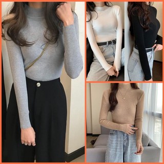Áo len tăm nữ cổ 3 phân giữ nhiệt, áo len nữ cổ cao co dãn tốt nhiều màu freesize